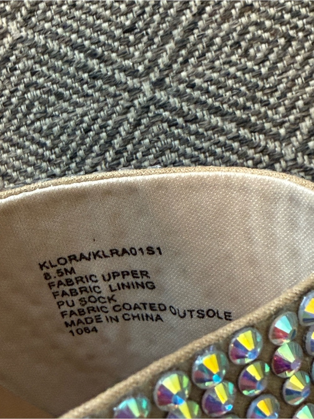 Steve Madden Tan Slide Sandals with Iridescent Crystal Straps - Picture 5 of 5